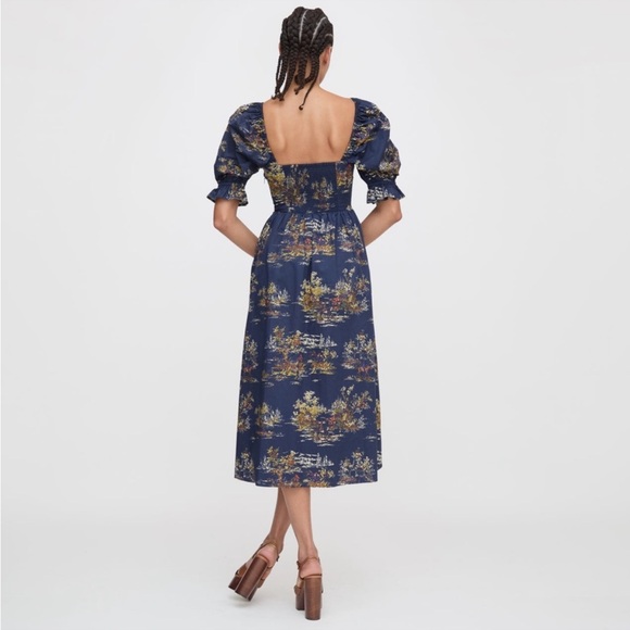 Hill House The Ophelia Nap Dress in Navy Equestrian Toile XS - Picture 2 of 14